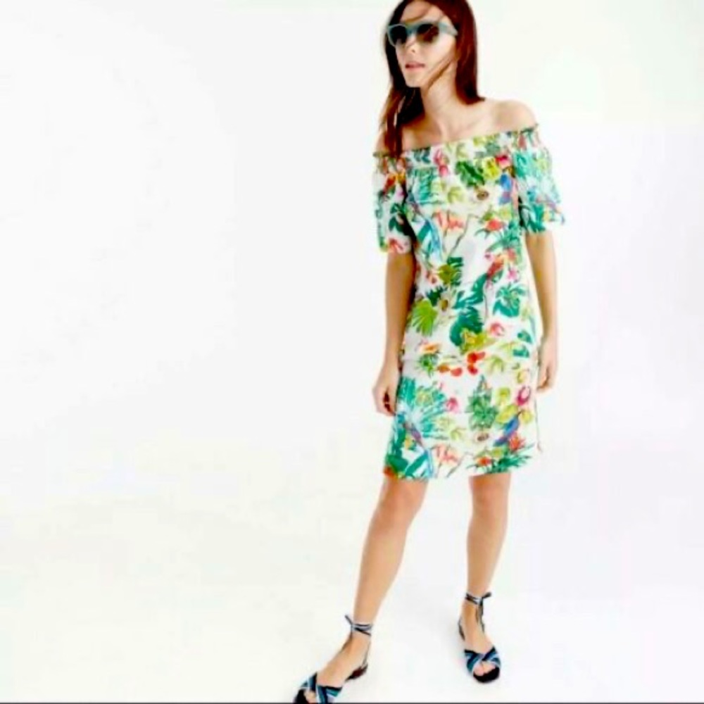 J Crew tropical print sundress. Off the shoulder.